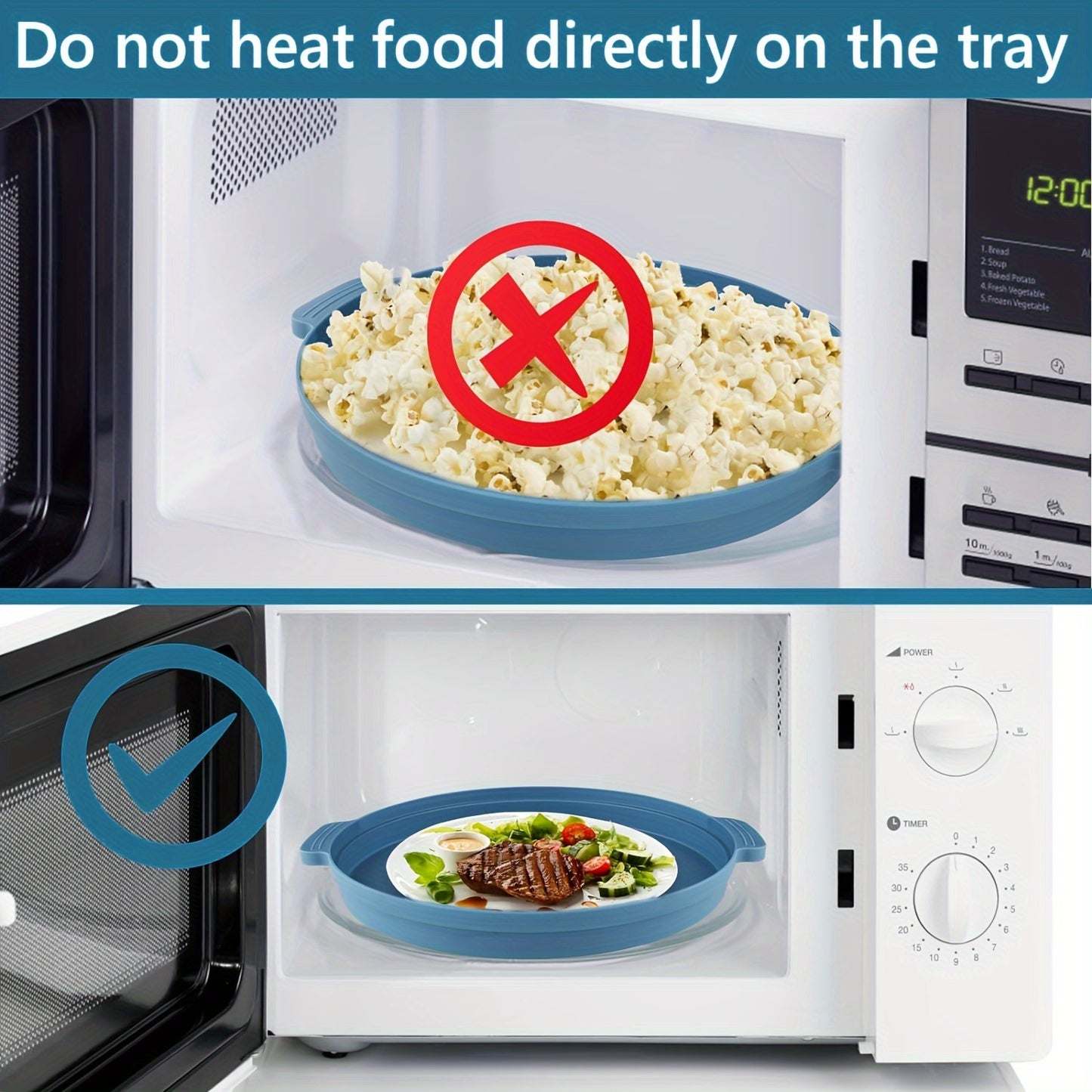 GDDGCUO Multi-Ply Microwave Splatter Cover with Tray Set, 10.6 Inch Lid, Food-Safe Microwave Splash Guard Plate, Fits More Dishes, Blue/Gray/Red/Green Options