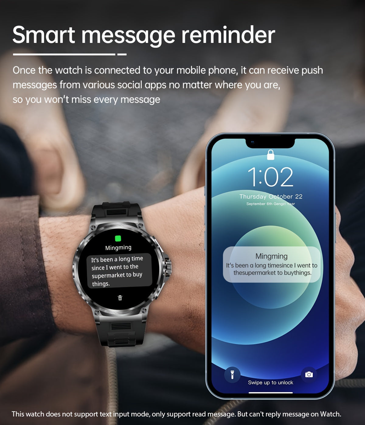 TIZOOP Outdoor Smart Watch with 1.85" HD Display, 710mAh Long-Lasting Battery, 100+ Sports Modes, Step Tracking, Activity Reports, and Water Resistance for Android and iOS Phones