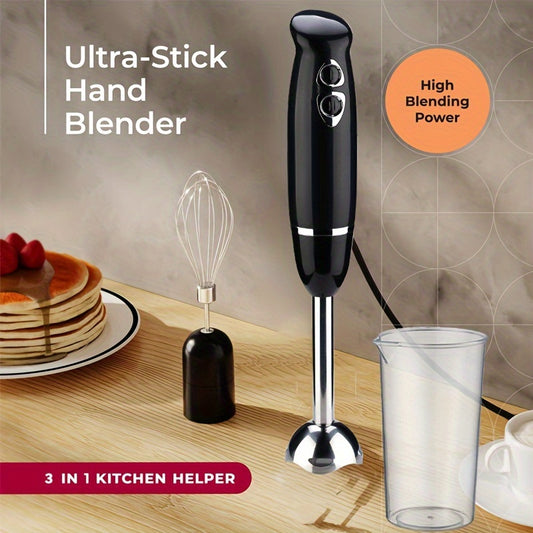 500Watt Professional Immersion Blender - Variable Speed Trigger, 3-in-1 Handheld Stick Blender with Whisk Attachment for Smoothies, Soups, and Complementary Foods - Easy to Clean and Store