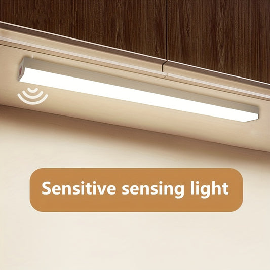 1pc Human Induction Light, Strip Light With Rechargeable, Bedroom Staircase Wine Cabinet LED Light, Wireless, Kitchen Shoe Cabinet Wardrobe Light Strip, Magnet Self-adhesive, Cabinet Light
