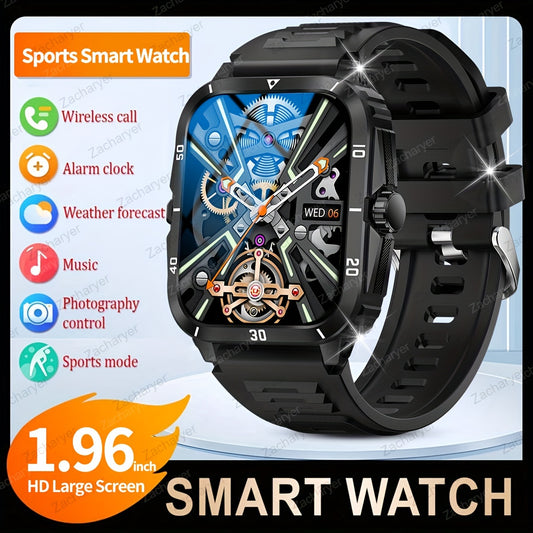 [Smart Sports Watch] Wireless Sports Smartwatch - Smart Watch for Android Phones & iPhone with Long Battery Life, HD Large Screen, Music Control, Weather Forecast, Sedentary Reminder, Step Monitoring, Unisex Design