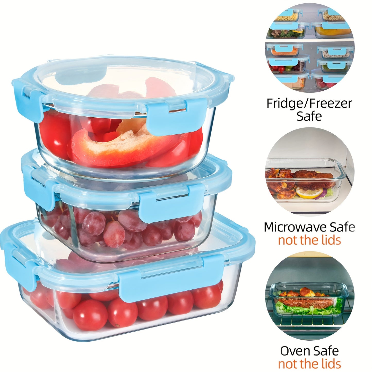 24-Piece Premium Glass Food Storage Containers Set - Airtight, Stackable, Microwave-Safe, and BPA-Free with Lids for Fresh Meal Prep and Leftovers - Space-Saving Design for Kitchen Organization
