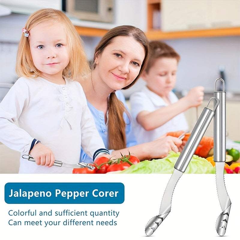 Upgrade Your Kitchen with This Multifunctional Serrated Stainless Steel Pepper Corer & Seed Remover!