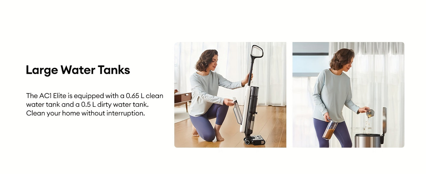 2024 Cordless Vacuum Mop Combo, Wet Dry Vacuum Cleaner with Self-Cleaning, Long Runtime, LCD Display, Perfect for Hard Floors and Sticky Messes, AC1 Elite