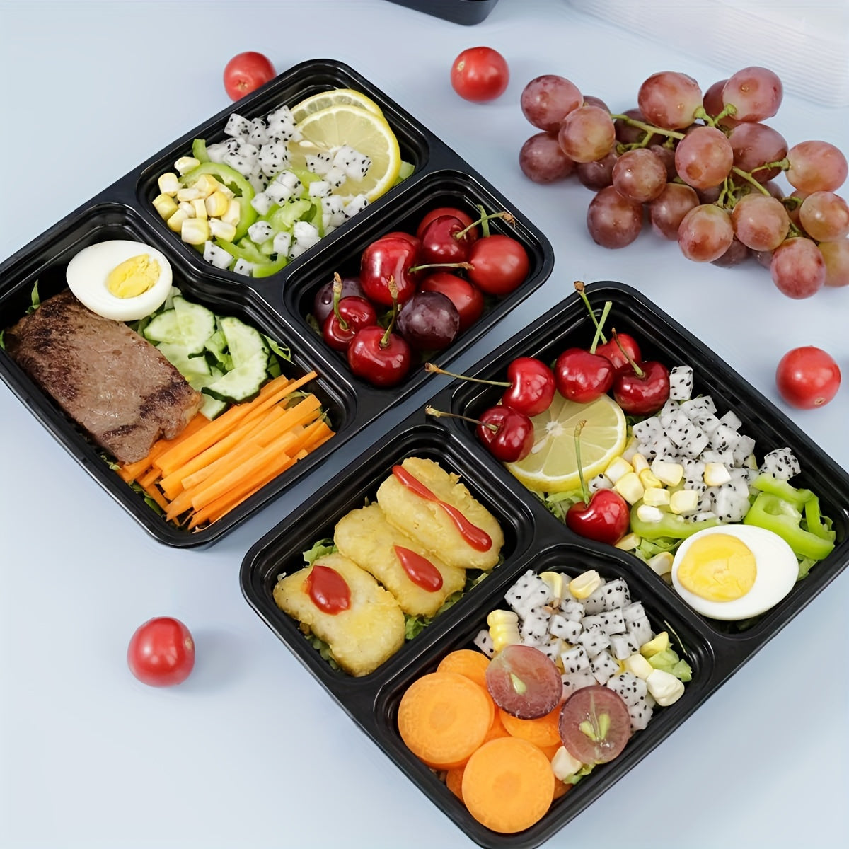 48 Pack Meal Prep Containers 32oz, 3 Compartment Bento Box Microwave Food Storage Containers Takeout Containers with Lids Containers Stackable Reusable Microwaveable & Dishwasher Safe