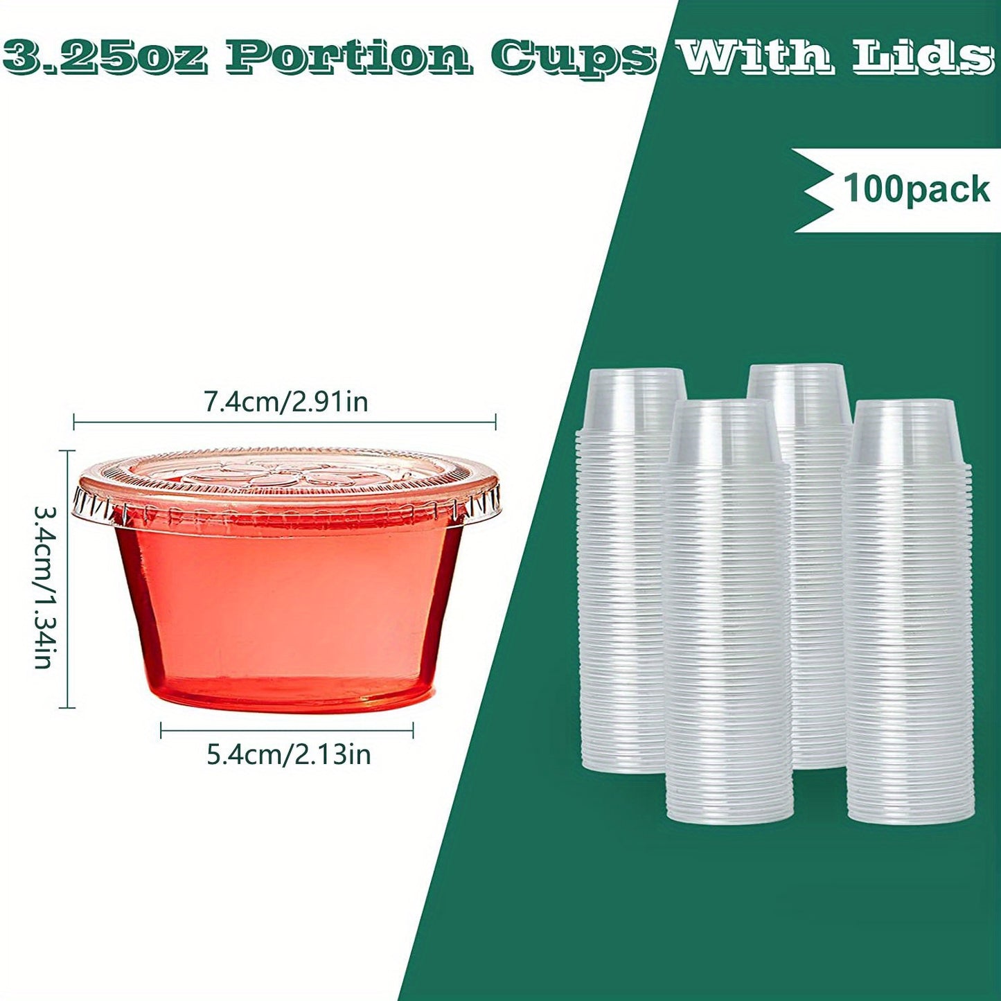 50/100pcs, Meal Prep Portion Cups with Lids - 2oz/3.25oz/5.5oz - Perfect for Salad Dressing and Condiments - Kitchen Accessories