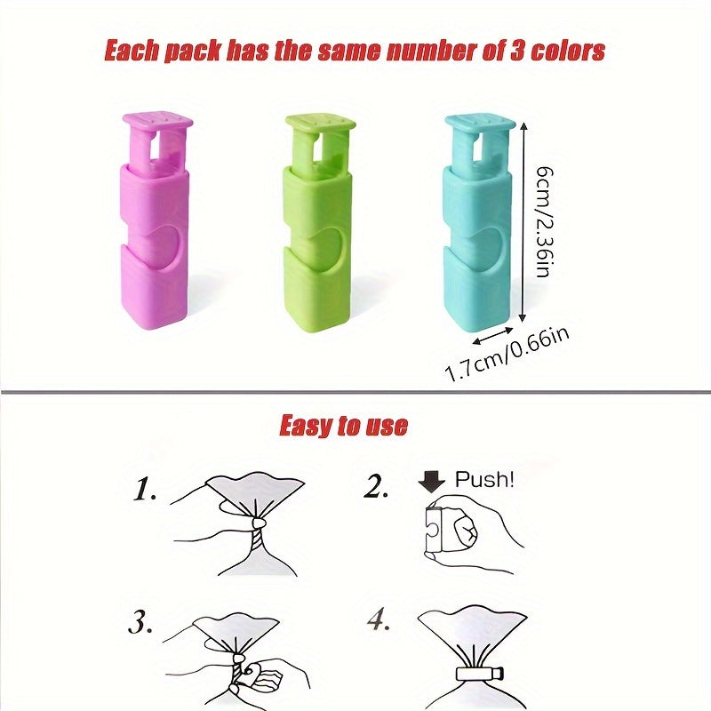 [Durable Bag Clips] 12pcs Multi-Color Easy Squeeze & Lock Bag Clips | Durable Plastic, Secure Seal for Various Bags, Perfect for Bread & Snacks, Kitchen Organization Must-Have