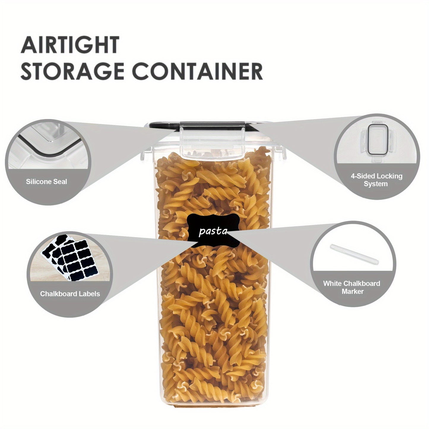 9Pcs Airtight Food Storage Containers With Lids, BPA Free, Plastic Kitchen And Pantry Canisters For Cereal, Dry Food, Flour And Sugar, Dishwasher Safe