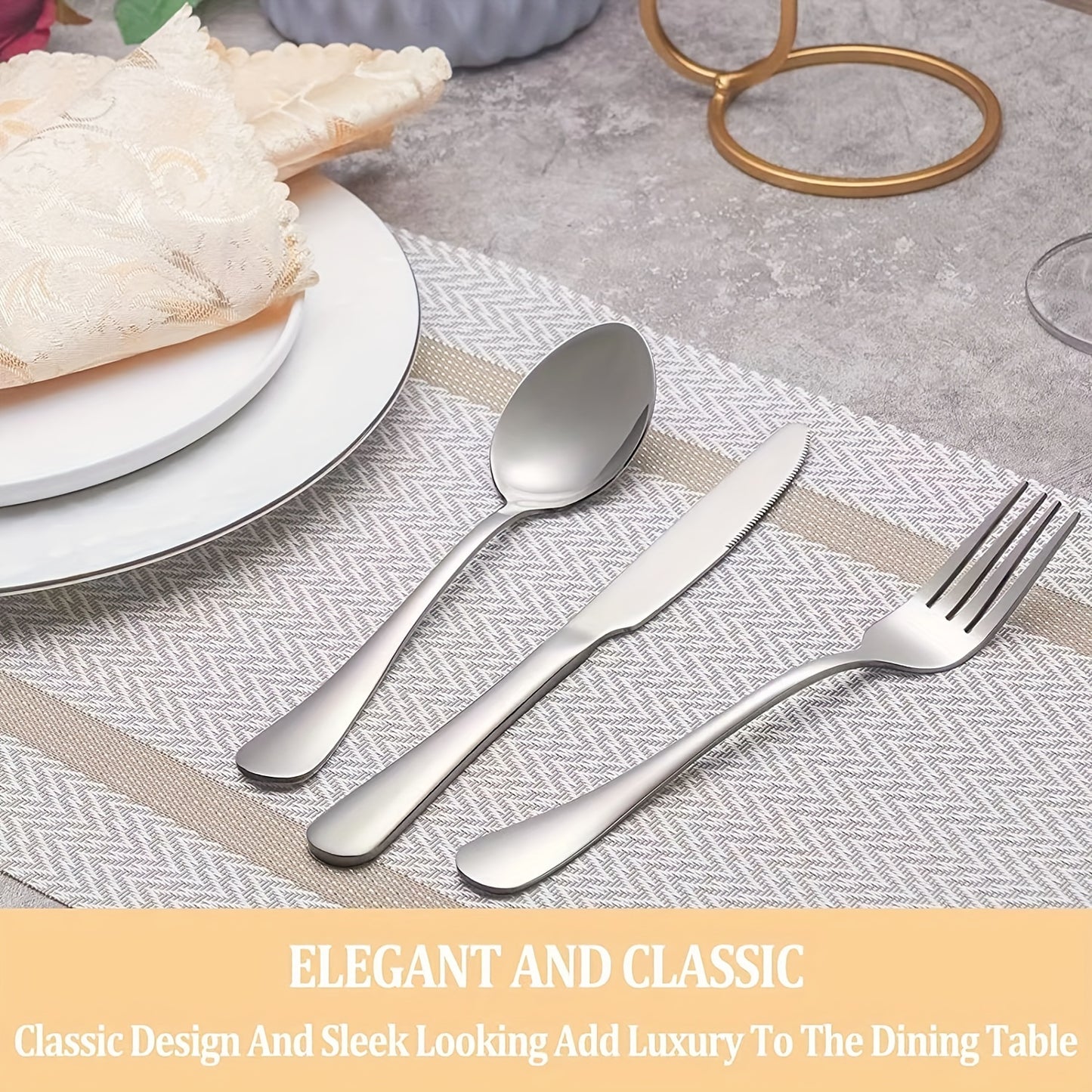 [30pcs Silverware Set Durable] 30pcs silverware set for 6 people, high-end stainless steel tableware set, mirror polished, durable household kitchen tableware set, including fork, knife and spoon set, dishwasher safe cleaning