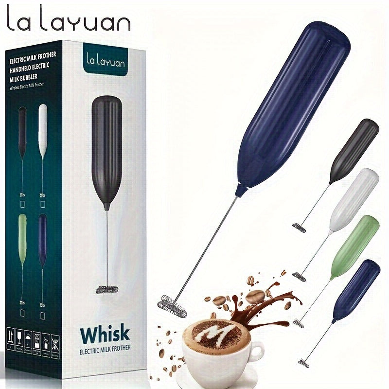 1pc Lalayuan Powerful Electric Milk Frother, Mini Milk Foamer, Handheld Electric Whisk, Battery Operated (Not Included) Drink Mixer Hand Mixer For Coffee Electric Wireless Blender For Lattes, Cappuccino, Frappe, Chocolate, Fo