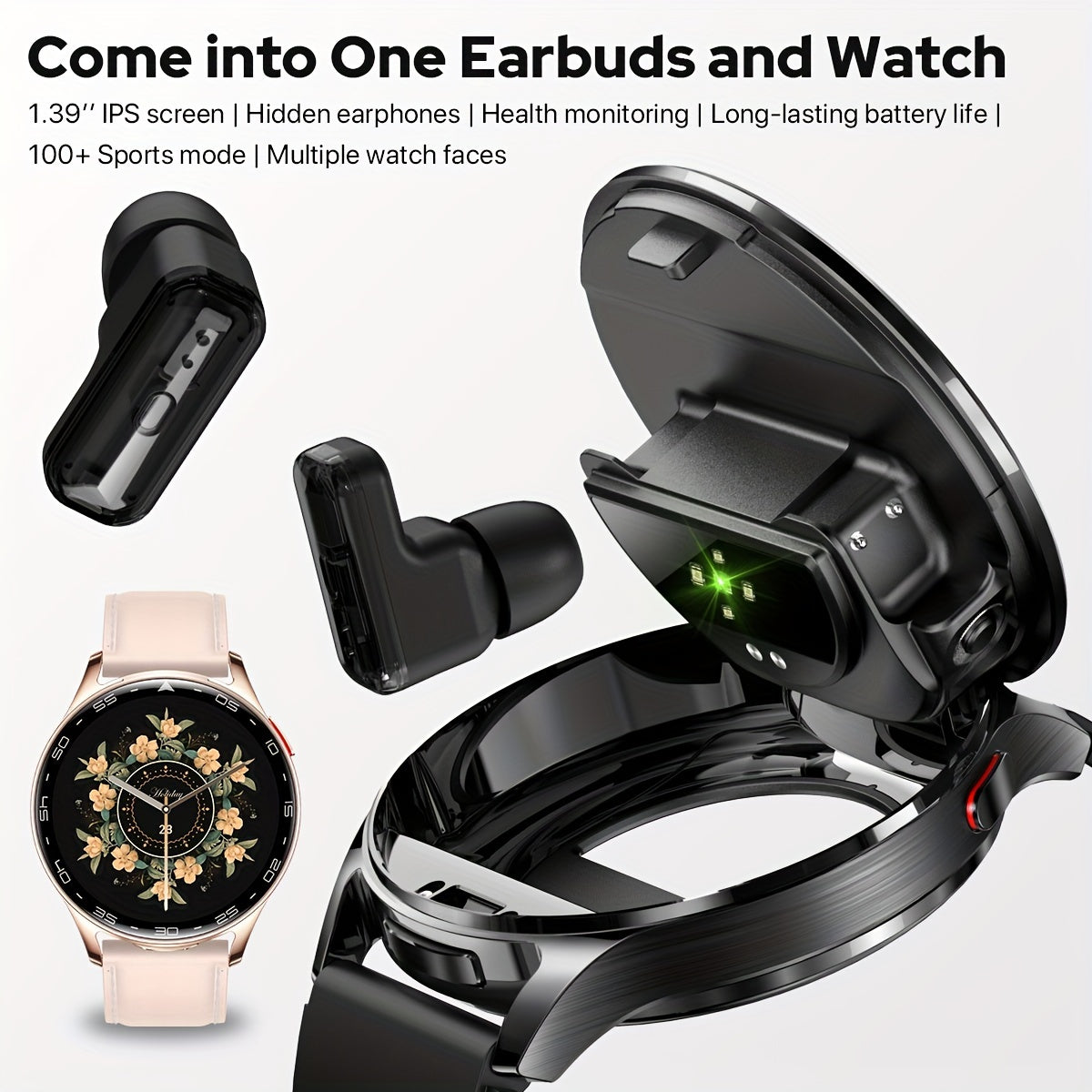 [Smart Watch, Fitness Tracker] 1.39" Full Touch Smart Watch - Wireless Calls, Remote Camera Control, Waterproof, Fitness Tracker with 100+ Sports Modes, Built-In Headphones, Calorie Counter & Pedometer, Black Silicone Band, W