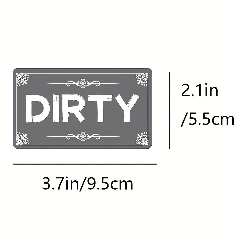 1pc Dishwasher Magnet Clean Dirty Sign Positive And Reverse Indicator Sticker Fashion Universal Kitchen Dishwasher Refrigerator Magnet UV Craft Plus Soft Magnet For Kitchen Organizer Square Border Pattern Fridge Decorations