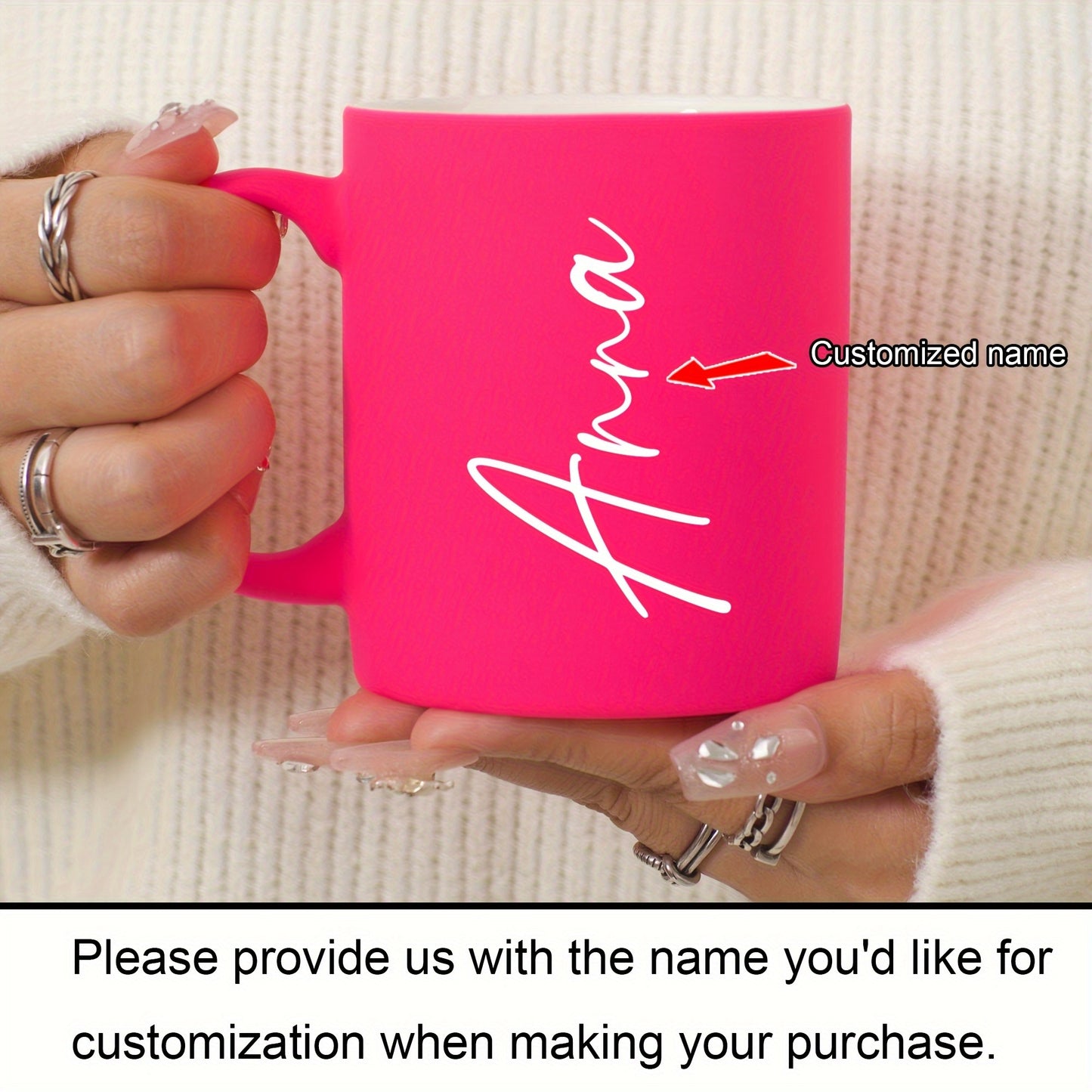 1pc, Personalized 11oz Gradient Ceramic Coffee Mug With Custom Name, 320ml Coffee Cup, Dishwasher & Microwave Safe, Ideal For Drinks & Gifts, Birthday, Valentine's Day Present For Family, Friends, Coworkers