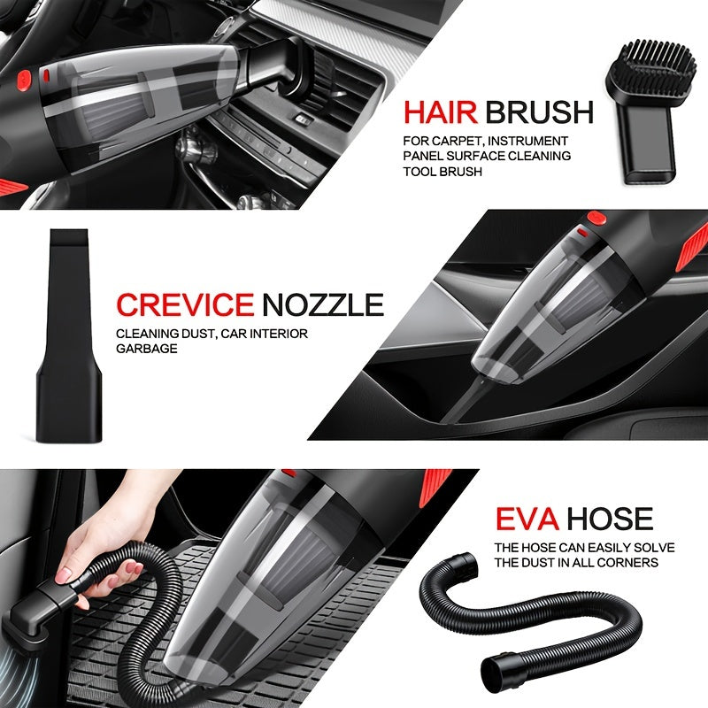 1pc CascadeVac Cordless Handheld Vacuum Cleaner, High Power Wireless Mini Home and Car Dust Remover with USB Charging, Rechargeable Lithium Battery, Plastic Material, Includes Crevice Tool, No Bag, for Carpet Floor Cleaning