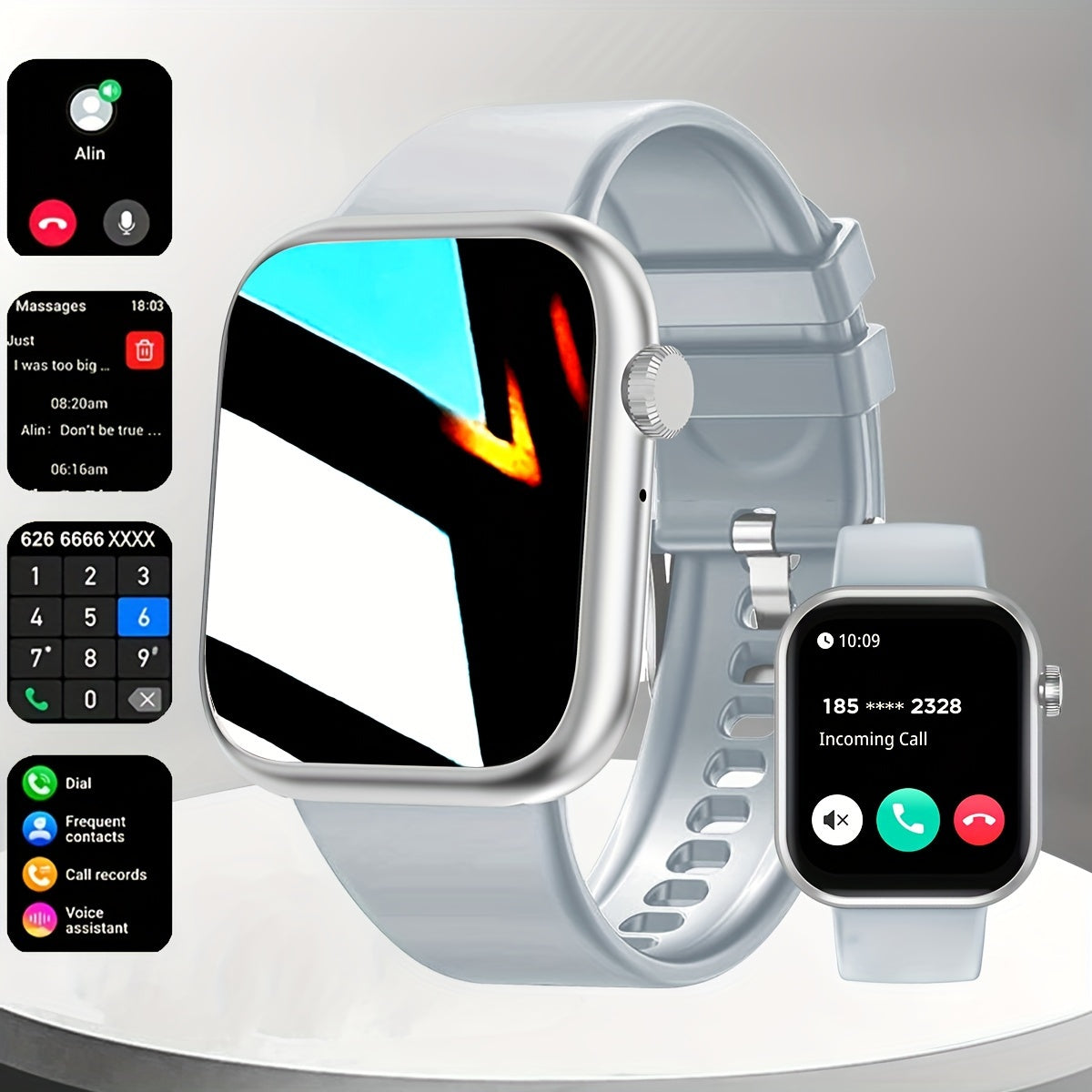 smart watch 1.83Inch full touch screen (make, answer calls)For Android&iPhone phones, 100Multiple Sport Modes, Custom Watch face, Calories, Steps, Distance, calculator, Music, Stopwatch, alarm clock, Fitness Sport smartwatch