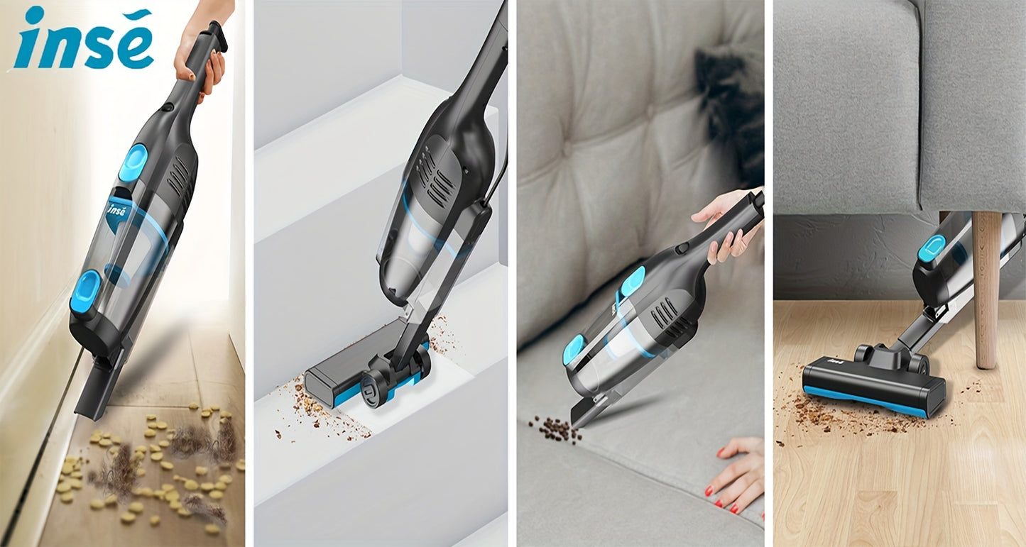 INSE R6 Corded Vacuum Cleaner, 15KPa Powerful Suction with 600W Motor Stick Vacuum, Ultra-Lightweight Bagless Upright Vacuum with Handheld for Home Hard Floor Carpet Pet Hair Car Cleaning
