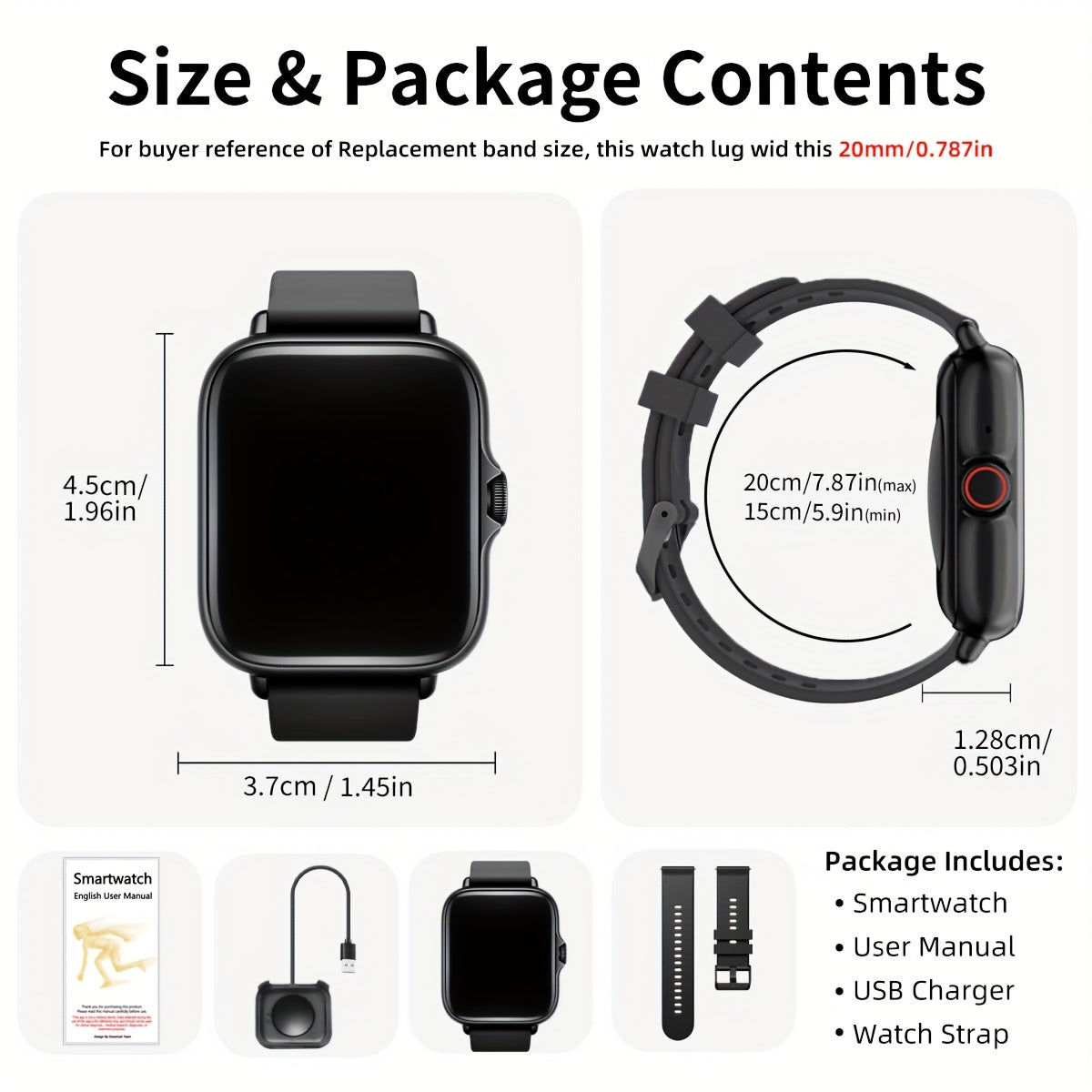 Multifunctional Sports Smart Watch For Men & Women, 1.83'' Full Touch Screen With Wireless Calling & Messaging, Pedometer, Fitness Tracker Smartwatch, for iPhone Android Cell Phones, Smartbands Fitness Watch For Women Men Fri