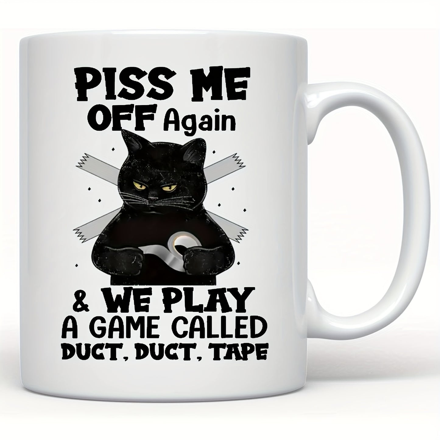 1pc Whimsical Black Cat Design Ceramic Coffee Mug - 11oz Large Capacity, Durable, Home Office Essential for Coffee Lovers - Unique Gift Idea, Dishwasher and Microwave Safe