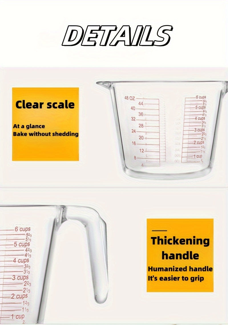 1/3pcs Glass Measuring Cup Set, Including 1 Cup, 2 Cup, 4 Cup Tempered Glass Liquid Measuring Cups, Handle And 4 Ratio (oz, Cup, Ml, Deciliter) Dishwasher, Refrigerator, Microwave And Preheated Oven, Kitchen Essential Tool Gl
