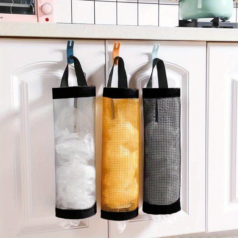 [Durable Trash Bag Organizer] Durable Plastic Under-Cabinet Kitchen Trash Bag Organizer | Open Storage Design, Secure Mounting, Space-Saving Garbage Bag Holder for Countertop Clutter Reduction, Sleek Storage Solution | Sturdy