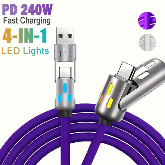 4-In-1 Multi USB Charging, High-Speed USB-C Fast Charging Cable for Android Phones from Samsung, Redmi, Oneplus And Xiaomi
