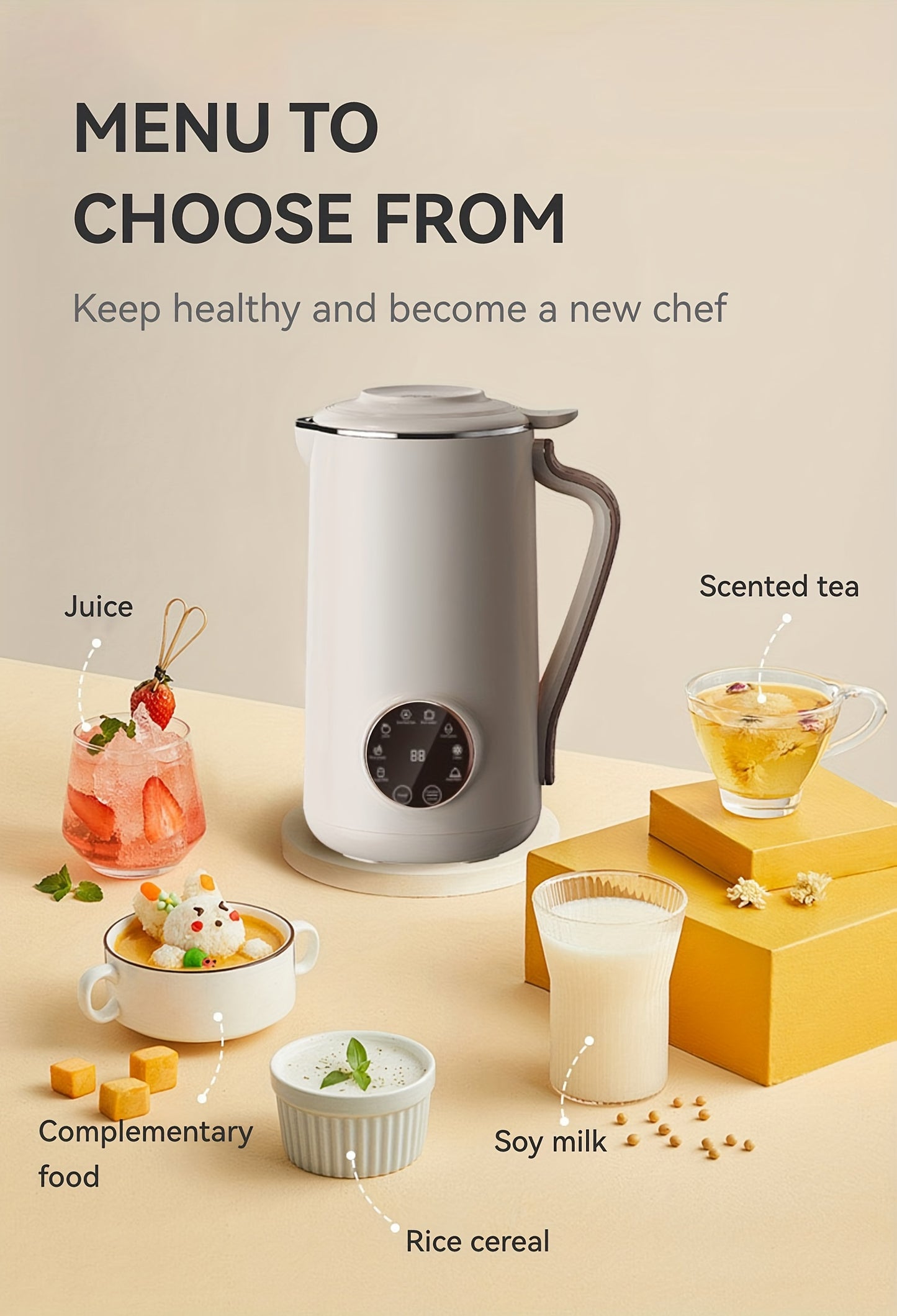 [Smart Milk Maker] Compact Smart Soy Milk Maker | Fully Automatic Food Processor, Blender, And Multifunctional Portable Juicer
