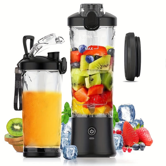 1pc, Portable Electric Juicer Cup Personal Blender-for Shakes & Smoothies Multi-Functional Personal Blender With Ice Crushing Ability, 20.29oz Capacity, USB Rechargeable, Kitchen Accessories Juicer Accessories Back To School