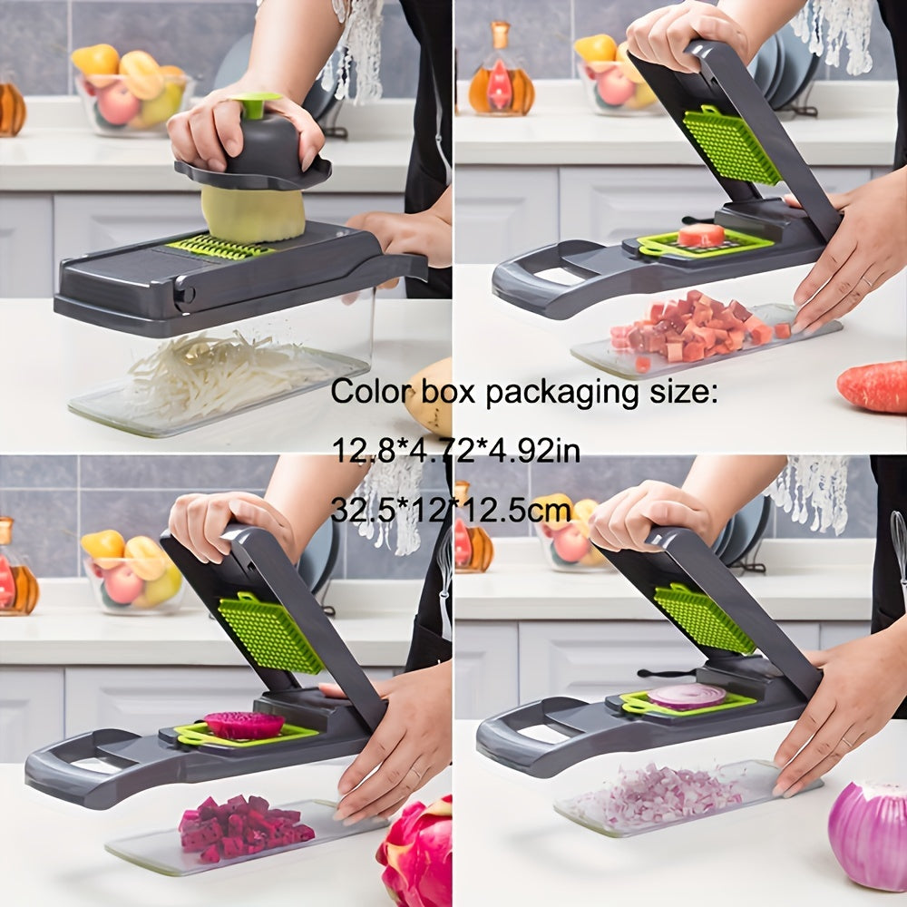 13-in-1 Multifunctional Vegetable Chopper - Professional Food Chopper for Restaurant and Home Kitchen - 8 Sharp Blades for Effortless Slicing, Dicing, and Mincing - Easy to Clean and Store