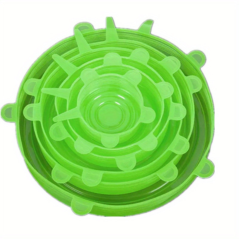 6Pcs Premium Silicone Stretch Lids - Reusable, Multifunctional Food Savers for Fresh-keeping, Sealed Preservation, and Storage - Flexible, Durable, Easy to Clean, and BPA-Free Kitchen Accessories