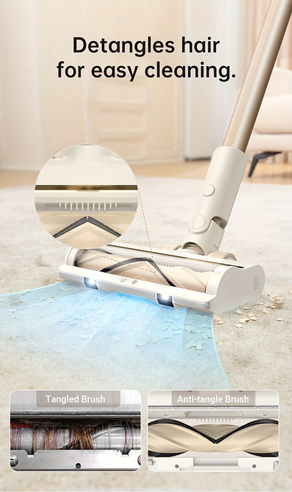 dreame R10 Cordless Vacuum Cleaner, 120AW Powerful Stick Vacuum with Led Headlights, Anti-Tangle Brush, Up to 60 Mins Rechargeable Battery, Handheld Vacuum Deep Clean Hair, Hard Floor, Carpet