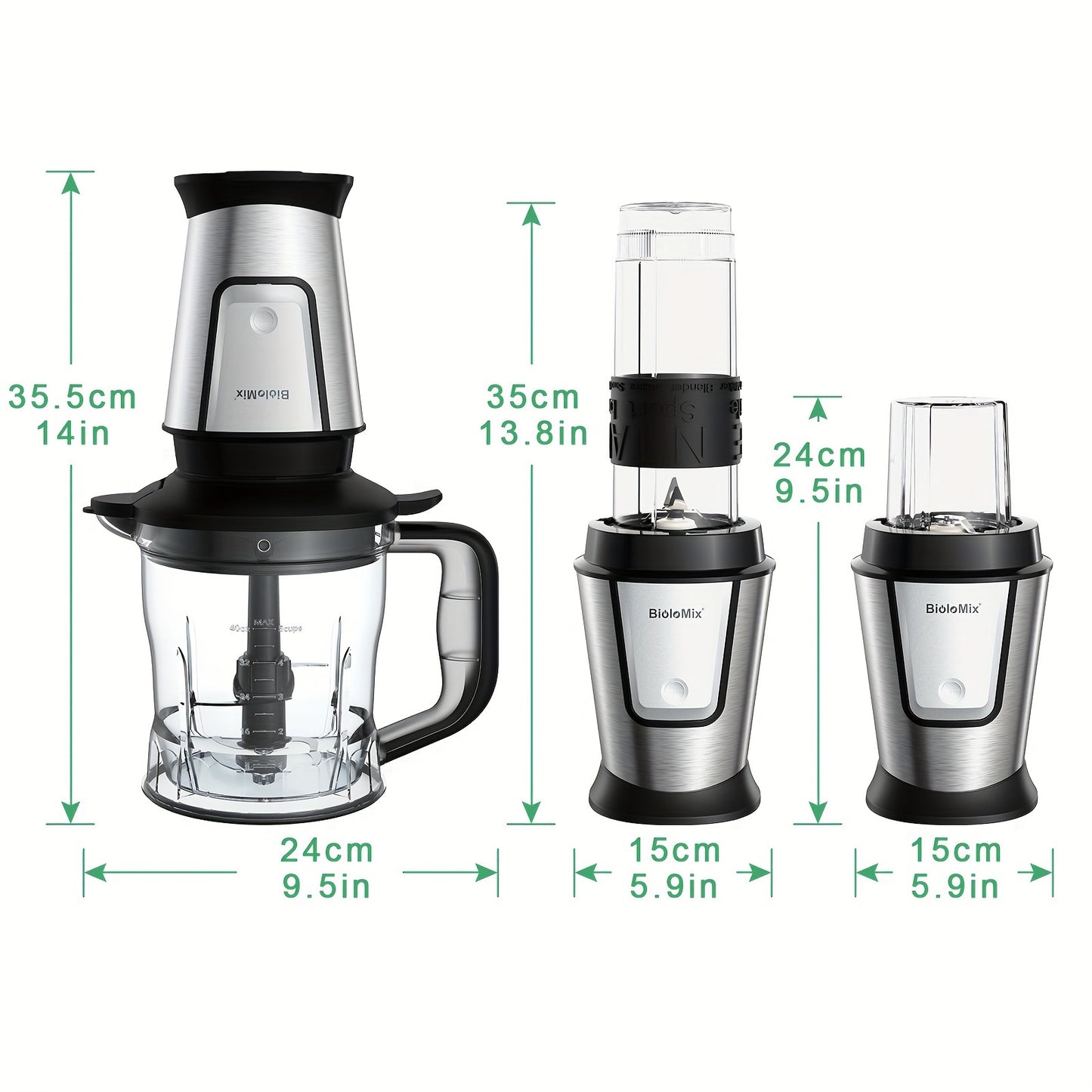 BioloMix 700W High-Speed Blender - 3-in-1 Smoothie Maker, Food Processor & Grinder
