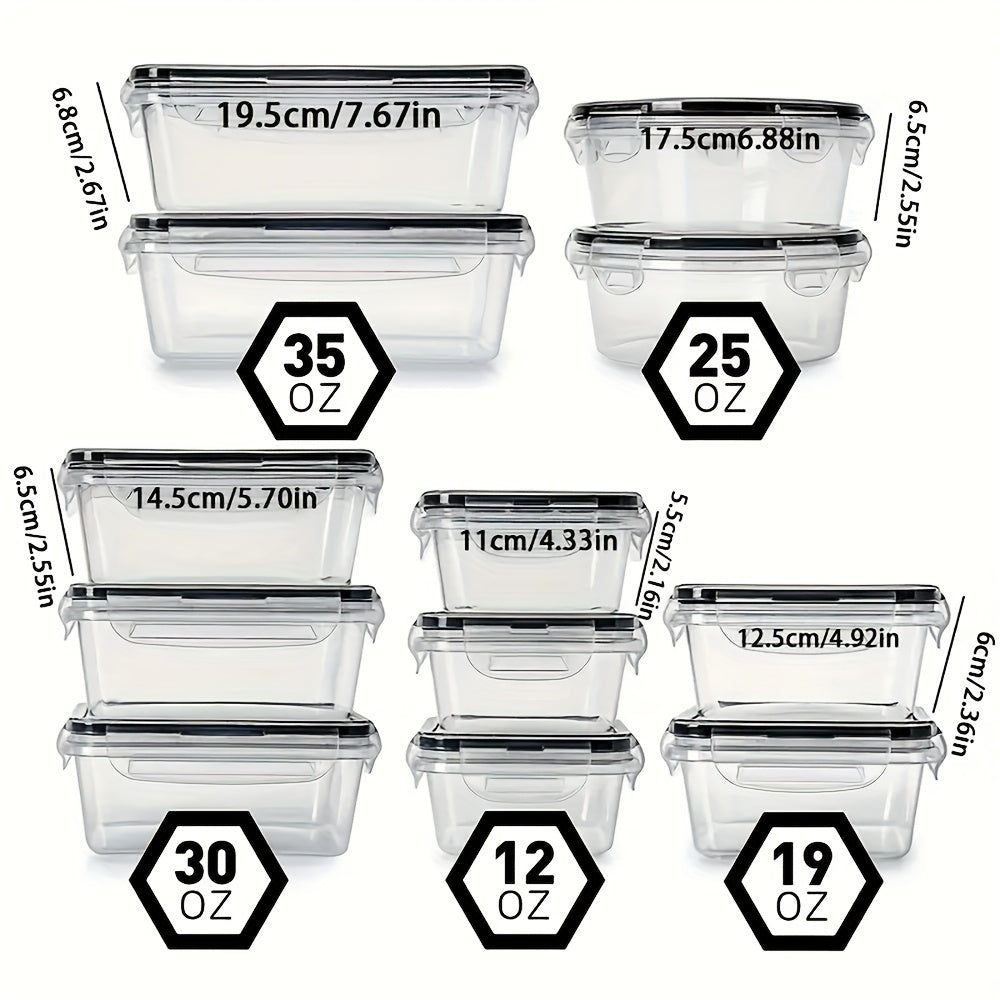 12-piece kitchen storage container lunch box set, BPA Free microwave refrigerator safe portable lunch box 12pcs-set