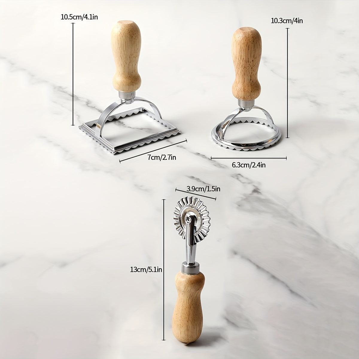 3pcs, Cookie Cutters And Dough Roller, Zinc Alloy Pastry Cutters And Dough Wheel Cutter, Dumpling Molds, Dumpling Skin Maker, Baking Tools, Kitchen Gadgets, Kitchen Accessories