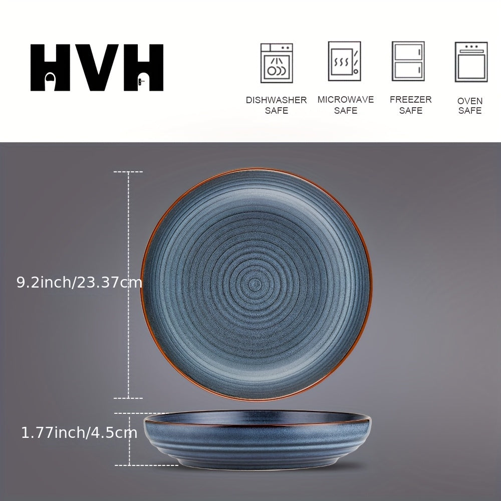4pcs 9.2 Inch Large Pasta Bowls Set Of 4, 40oz Big Salad Bowl Set Of 4, Ceramic Plates Set, Shallow Bowls, Ceramic Bowls Set Microwave And Dishwasher Safe, Farmhouse Style HVH