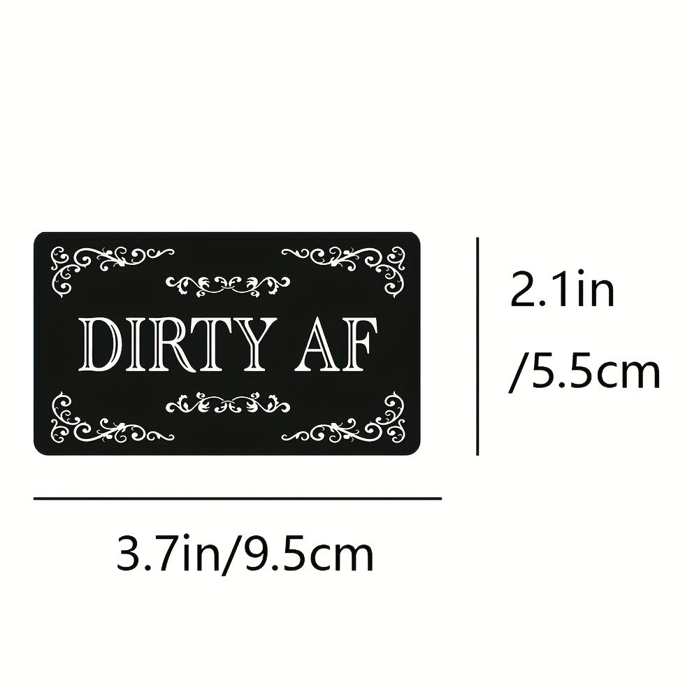 1pc Dishwasher Magnet Clean Dirty Sign Positive And Reverse Indicator Sticker Fashion Universal Kitchen Dishwasher Refrigerator Magnet UV Craft Plus Soft Magnet For Kitchen Organizer Square Border Pattern Fridge Decorations