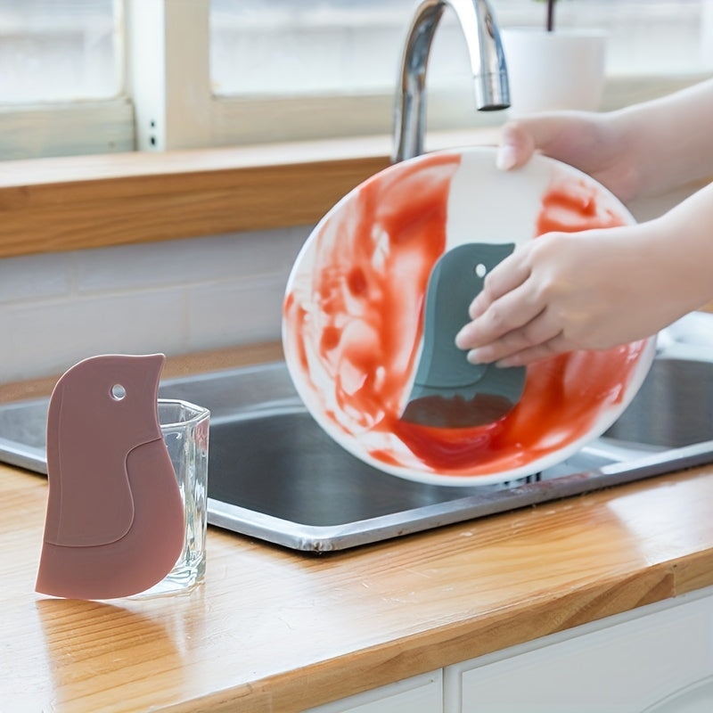 1pc Penguin-Shaped Silicone Kitchen Scraper - Flexible, Non-Electric Grease & Baking Tool for Efficient Cleaning & Decorating, Ideal for Stainless Steel Surfaces
