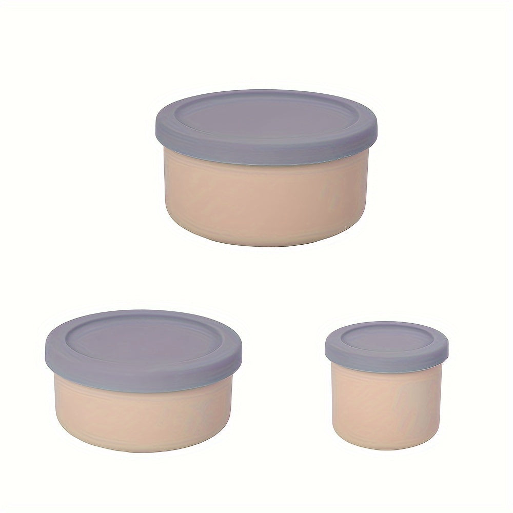 3pcs, Silicone Round Bento Box Lunch Box, Storage Leak Proof Dinner Container Silicone Microwave Bowl, Food Grade Leak Proof Silicone Lunch Box, Silicone Bento Lunch Box With Sauce Container, Back To School Supplies, Home Off