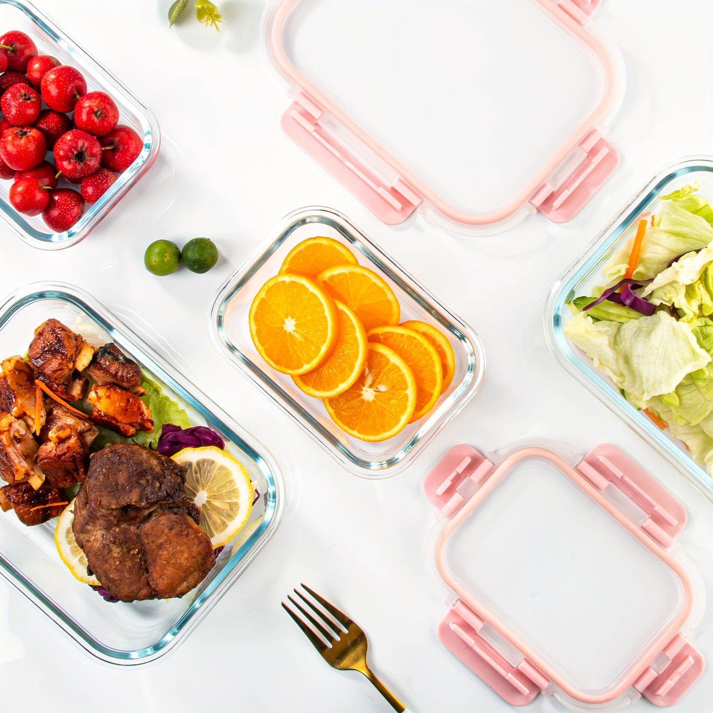 10 Pack Glass Food Storage Containers with Airtight Lids, Leak-Proof Meal Prep Containers with Lids, Dishwasher/Microwave/Freezer Safe