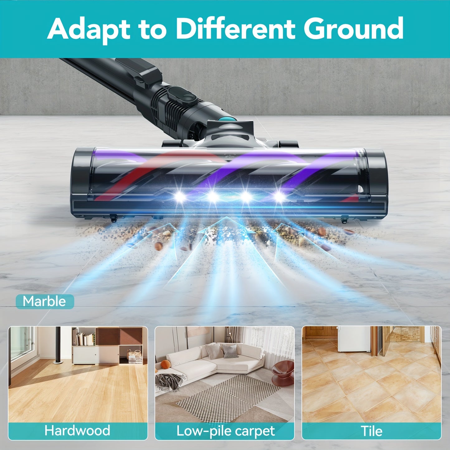 [Powerful|Lightweight] 23Kpa Powerful Suction Cordless Vacuum Cleaner | 4 In 1 Handheld Vacuum, Lightweight Stick Vacuum, Detachable Battery, LED Brush, 1.3L Dust Cup For Home Hard Floor Carpet Pet Hair