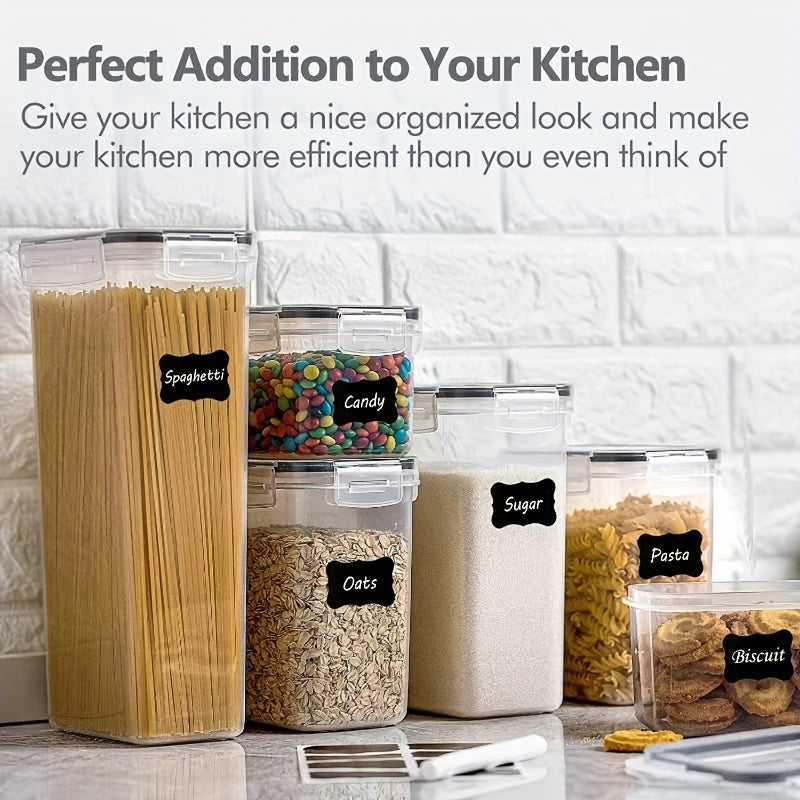 9Pcs Airtight Food Storage Containers With Lids, BPA Free, Plastic Kitchen And Pantry Canisters For Cereal, Dry Food, Flour And Sugar, Dishwasher Safe