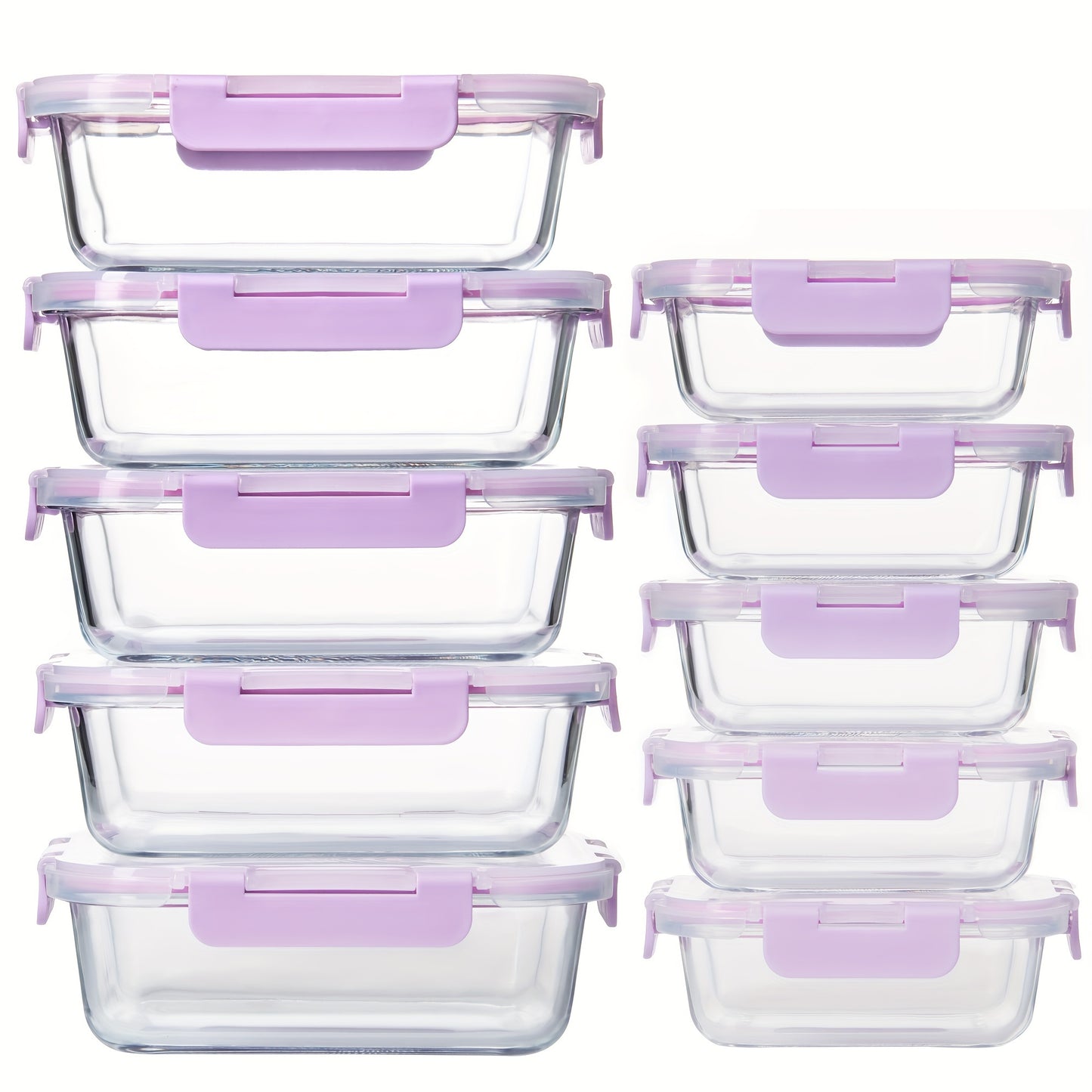 10 Pack Glass Food Storage Containers with Airtight Lids, Leak-Proof Meal Prep Containers with Lids, Dishwasher/Microwave/Freezer Safe