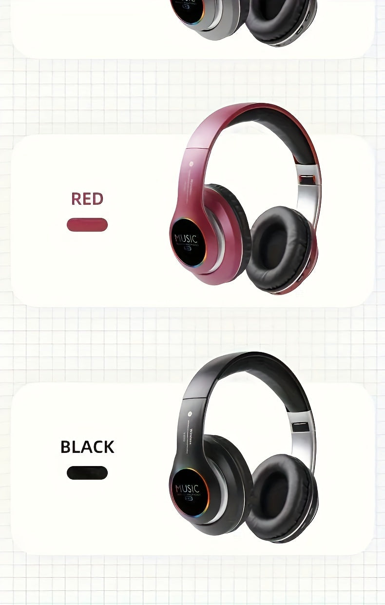 Wireless Noise Cancelling Headphones, Wireless Earbuds with Deep Bass, Lightweight Foldable Headphones with Built-in Microphone, for Work Laptops, Mobile Phones, On-head Gaming Headphones, Compatible with Android/iOS, Father'