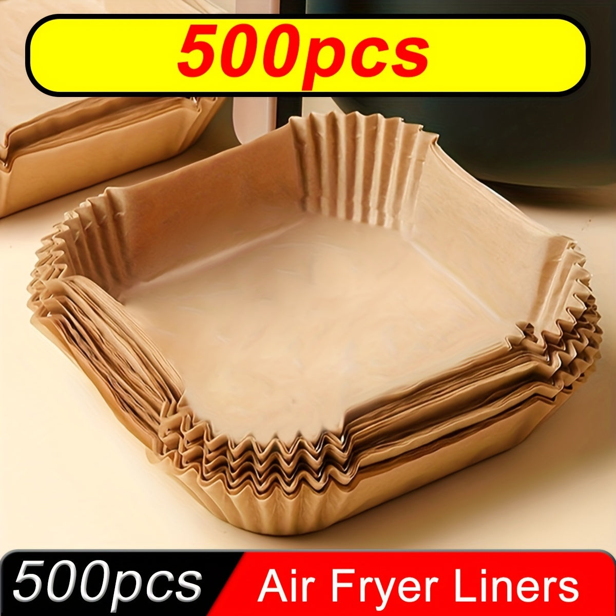 500pcs Non-Stick Air Fryer Liners - Square Paper Liners For Baking, Roasting, And Microwave Cooking - Easy Cleanup And Healthier Cooking For Hotel/Commercial
