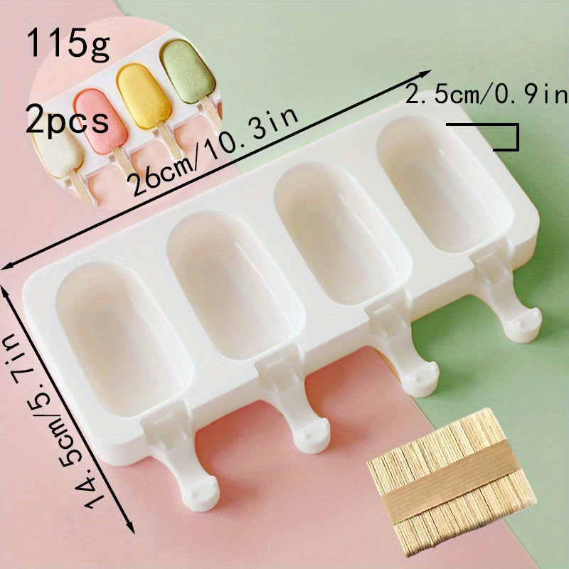 2/50pcs, Multiple Ice Cream Silicone Molds, Ice Pop Molds, For Home-made DIY Ice Cream, Cheese, Food-grade Fondant, Chocolate Cake Silicone Molds, Kitchen Supplies, Baking Tool