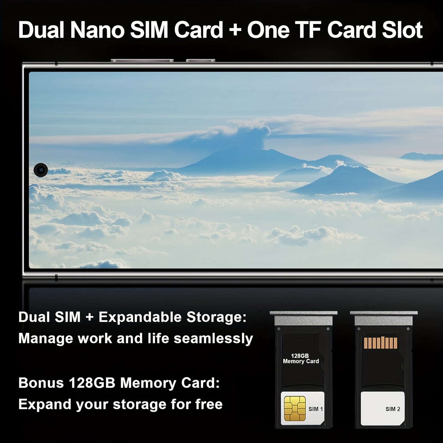 Unlocked Cell Phones With Dual SIM 5G For Android 13 Phone 8GB+256GB, 6.8" HD+ Display, 6800mAh, Facial Recognition Unlocking, GPS, 2024 New Android 13 Smart Phones Gift For Holiday Birthda