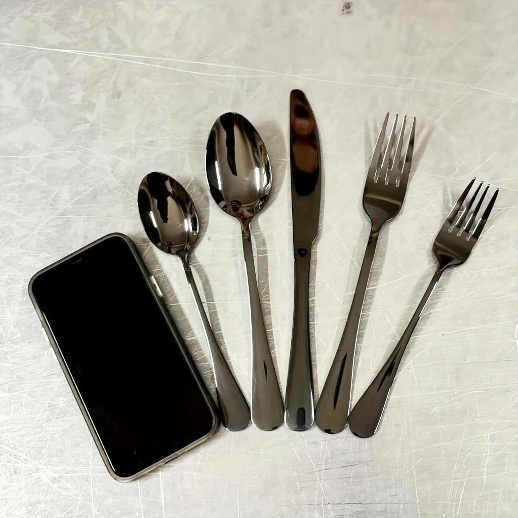 [30pcs Silverware Set Durable] 30pcs silverware set for 6 people, high-end stainless steel tableware set, mirror polished, durable household kitchen tableware set, including fork, knife and spoon set, dishwasher safe cleaning