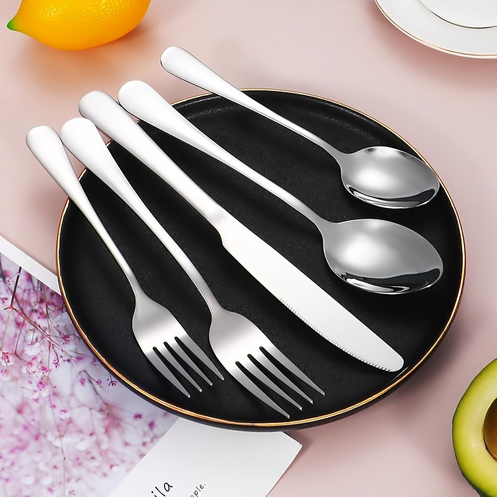 [30pcs Silverware Set Durable] 30pcs silverware set for 6 people, high-end stainless steel tableware set, mirror polished, durable household kitchen tableware set, including fork, knife and spoon set, dishwasher safe cleaning