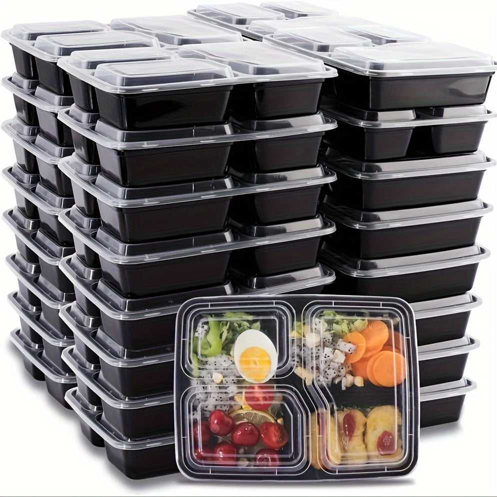 48 Pack Meal Prep Containers 32oz, 3 Compartment Bento Box Microwave Food Storage Containers Takeout Containers with Lids Containers Stackable Reusable Microwaveable & Dishwasher Safe
