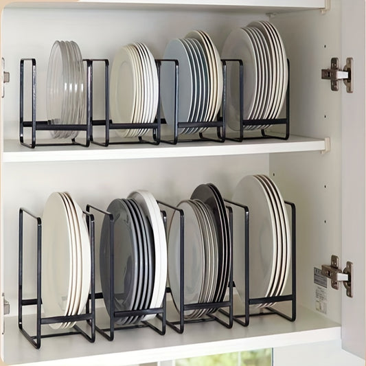 3pcs Metal Plate Holder Organizer, Vertical Plate Rack, Dish Organizer For Cabinet, Drying Rack For Kitchen Cupboard, Kitchen Acessories