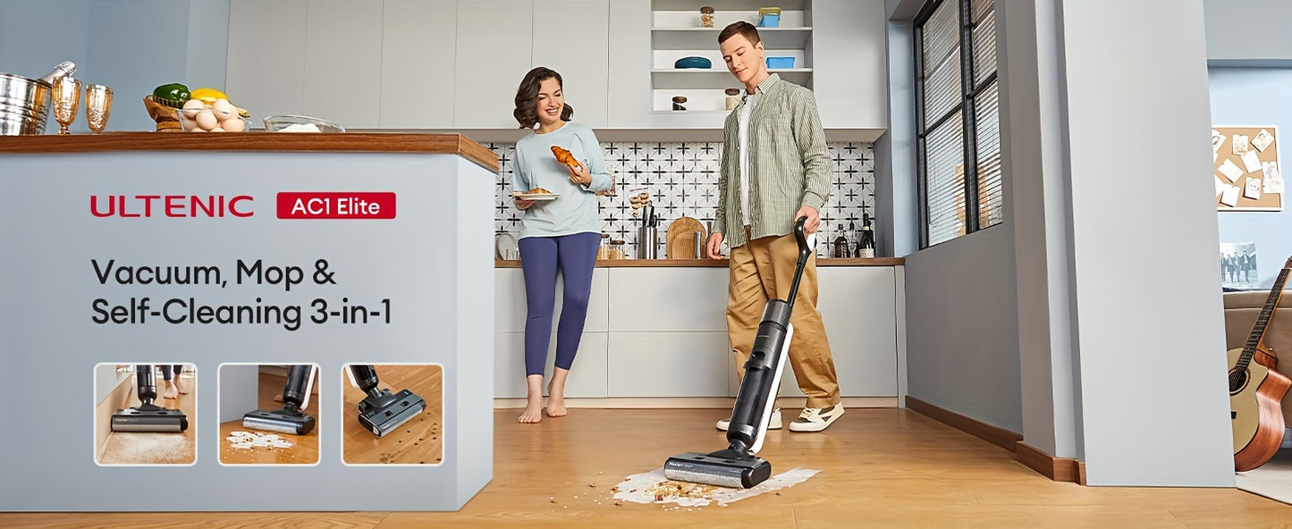 2024 Cordless Vacuum Mop Combo, Wet Dry Vacuum Cleaner with Self-Cleaning, Long Runtime, LCD Display, Perfect for Hard Floors and Sticky Messes, AC1 Elite